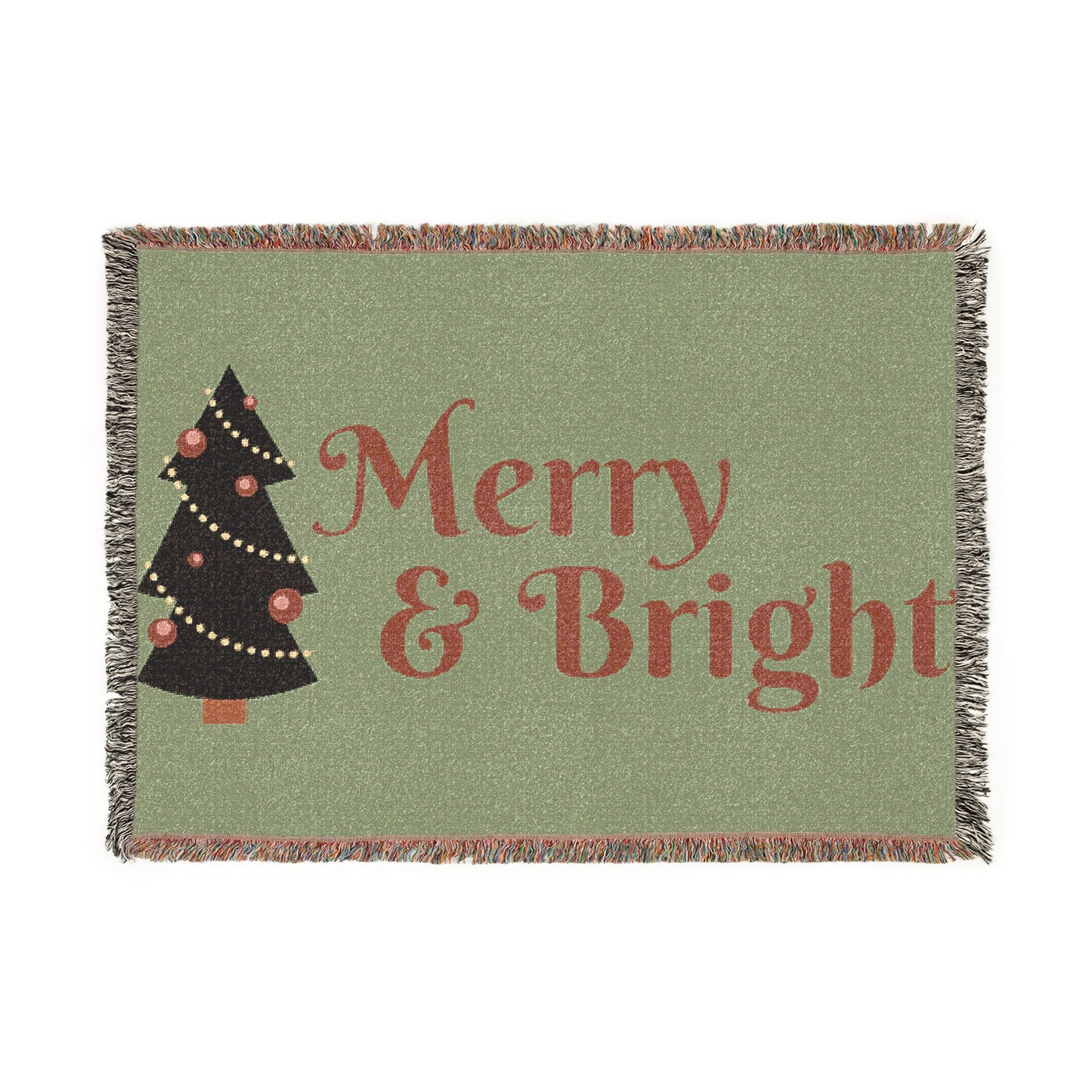 Merry & Bright Woven Blanket, Christmas, Holiday Decor, Cozy Throw, Gift for Her, Home Decoration, Winter Accessories