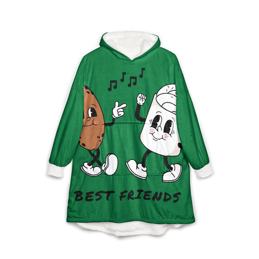 Fun Best Friends Hooded Blanket, Cozy Gift, Unisex Wear, Cute Blanket, Ideal for Sleepovers, Kids & Adults